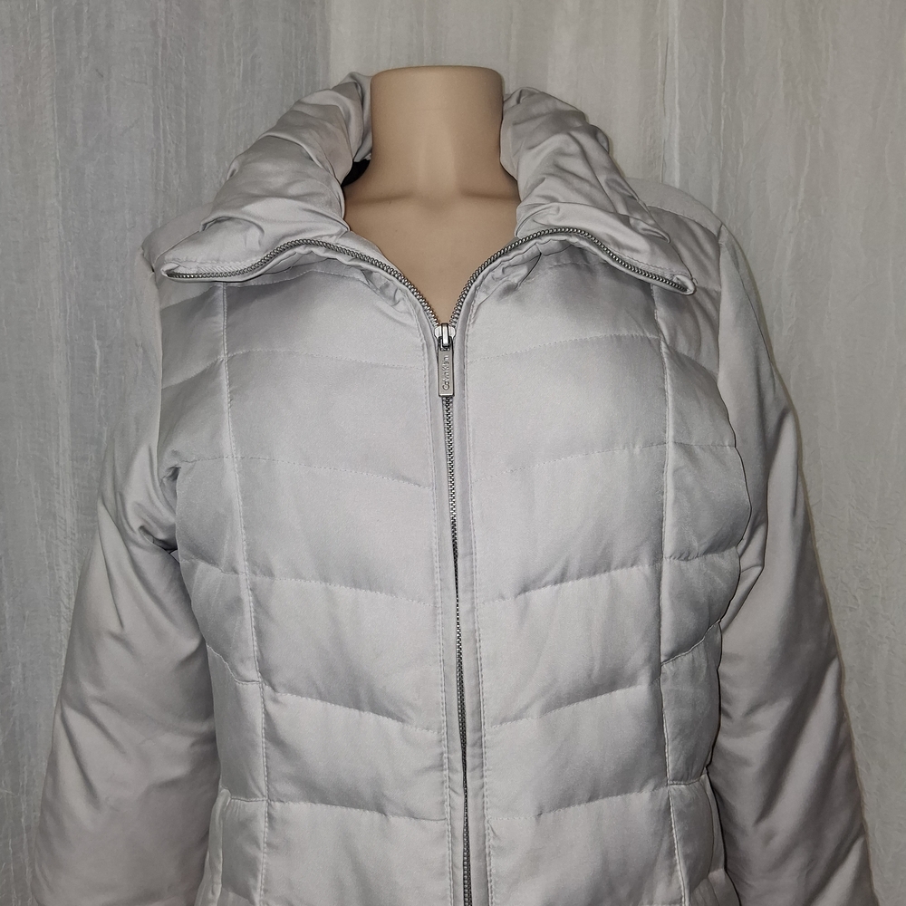 Calvin Klein Women's Metallic Gray Puffer Jacket Women Size L - Picture 4 of 12